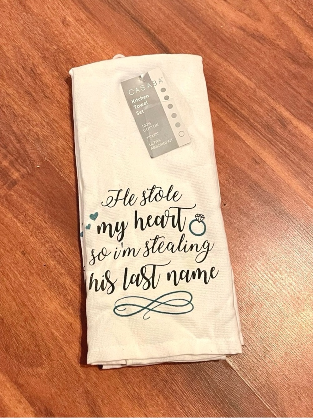 NEW! CASABA Wedding Kitchen Towel Set 'He Stole My Heart'